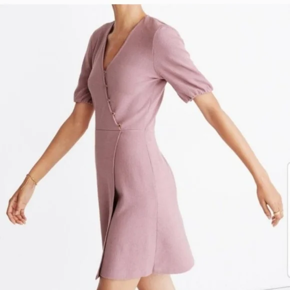 Madewell Cross Button Wrap Dress - Size Small - Lavender - Like New Blush Pink - Picture 2 of 10